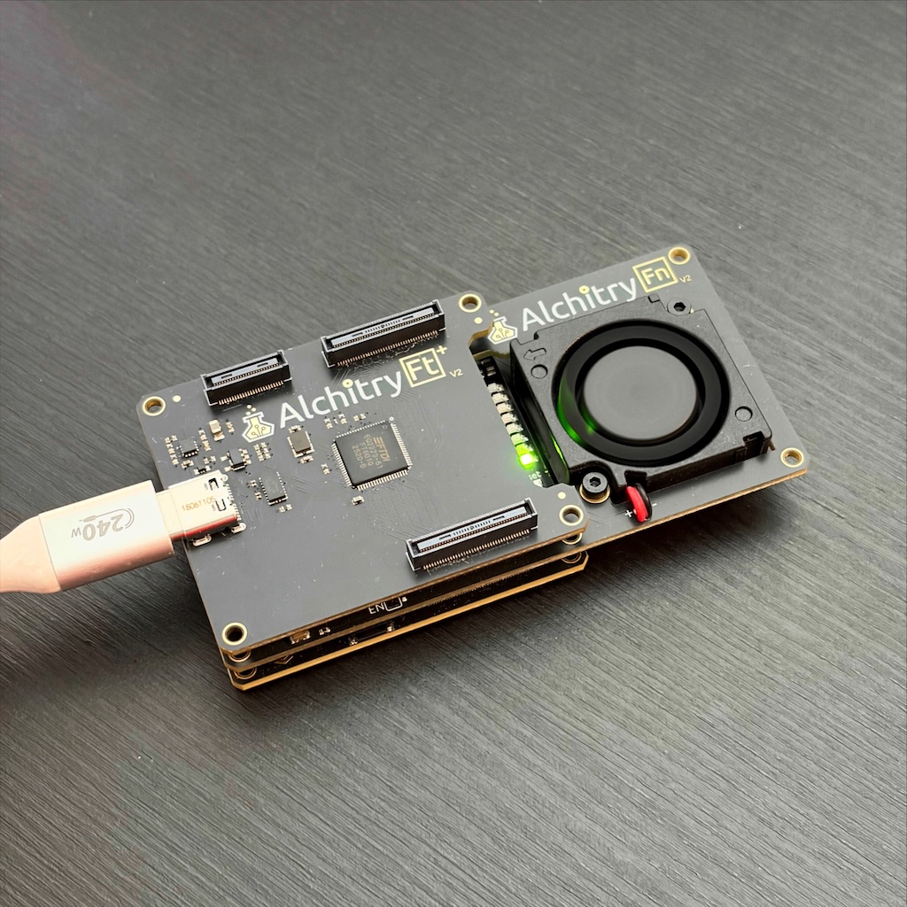 Photo of the Alchitry Pt v2 FPGA board used in the experiment.