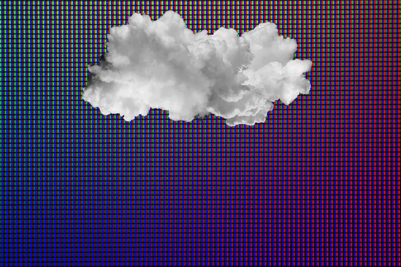 A cloud against a screen of LEDs.